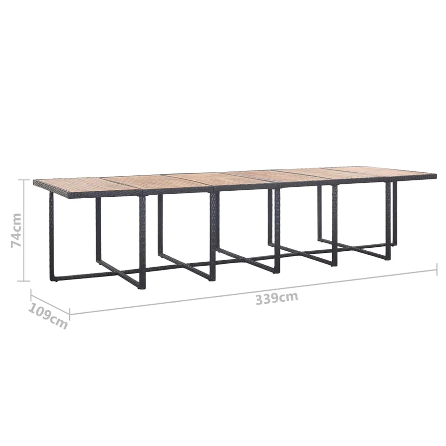 Ensemble à manger d'extérieur 17 pcs avec coussins Rotin Noir - 13