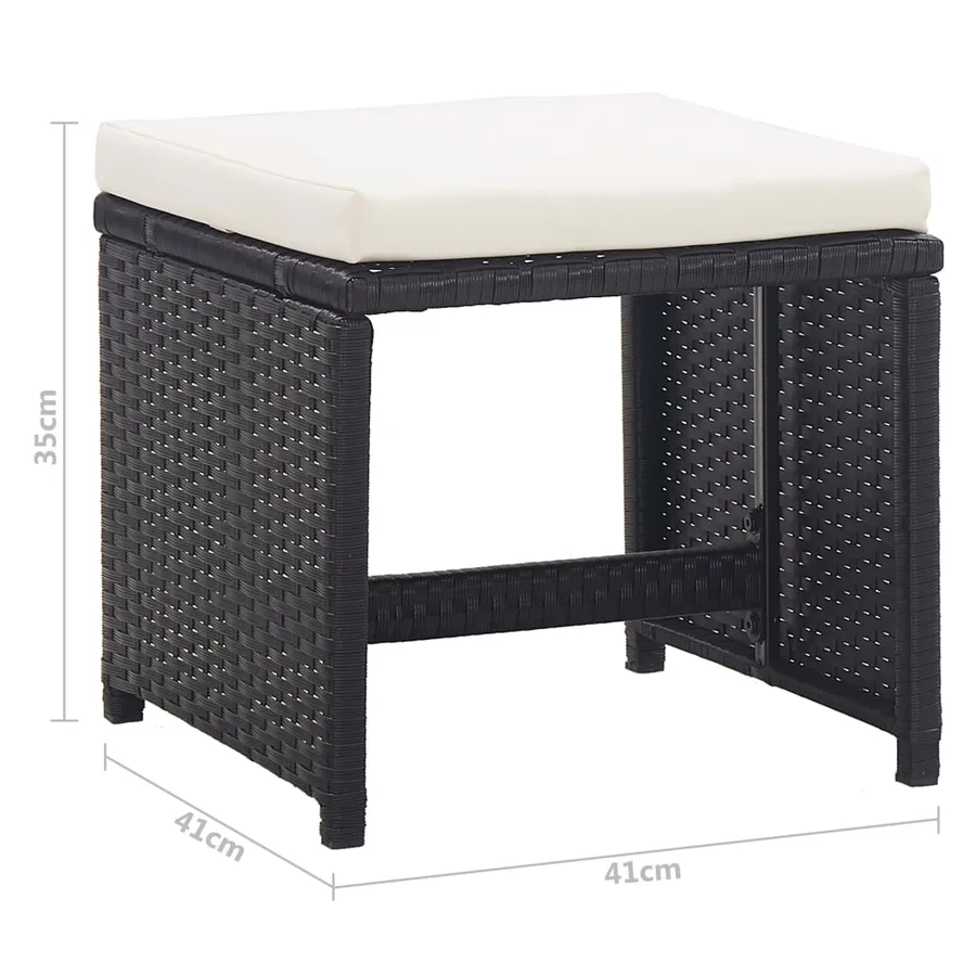 Ensemble à manger d'extérieur 17 pcs avec coussins Rotin Noir - 15