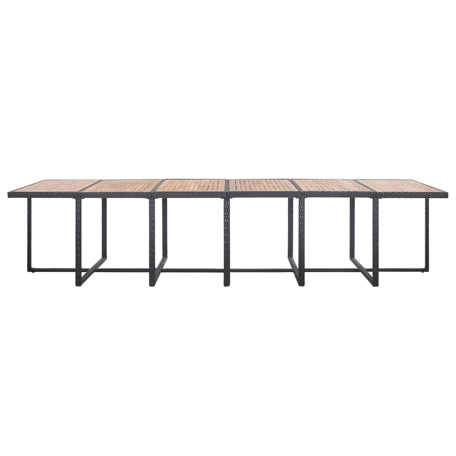 Ensemble à manger d'extérieur 17 pcs avec coussins Rotin Noir - 6