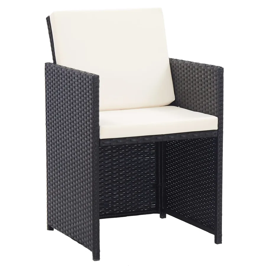Ensemble à manger d'extérieur 17 pcs avec coussins Rotin Noir - 7