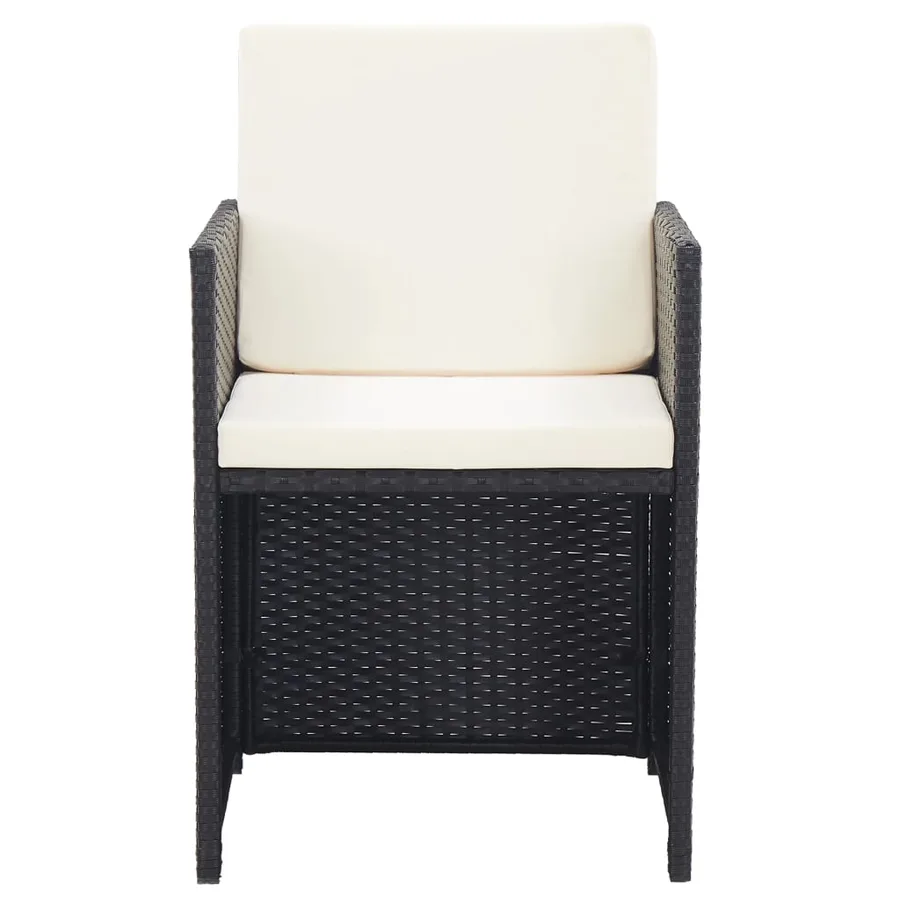 Ensemble à manger d'extérieur 17 pcs avec coussins Rotin Noir - 8