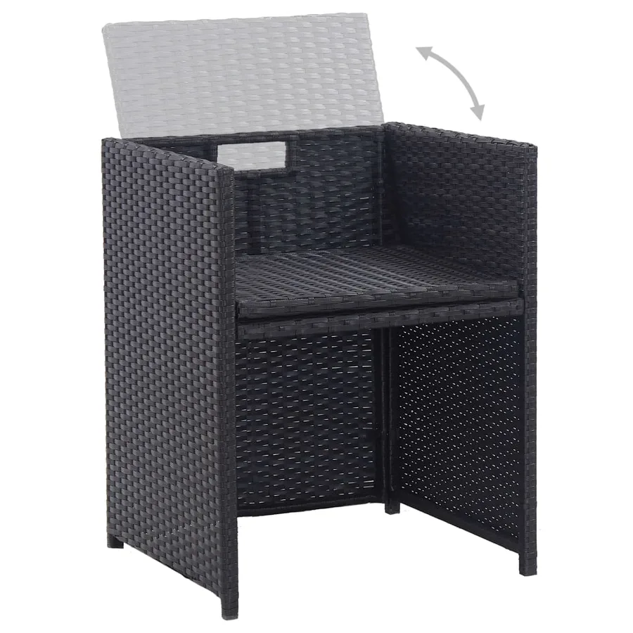 Ensemble à manger d'extérieur 17 pcs avec coussins Rotin Noir - 9