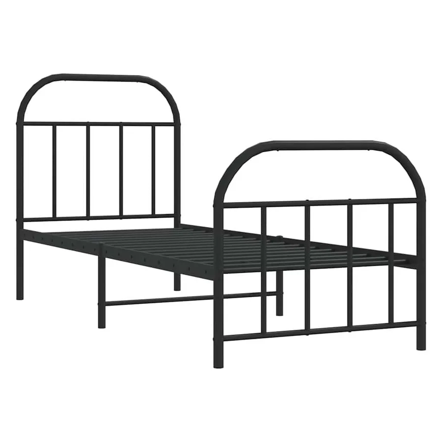 Cadre de lit métal sans matelas avec pied de lit noir 75x190 cm - 3