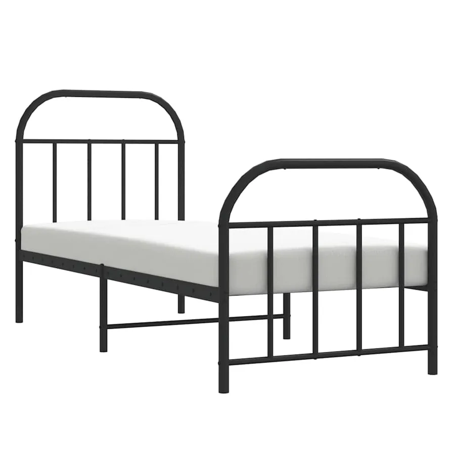 Cadre de lit métal sans matelas avec pied de lit noir 75x190 cm - 5