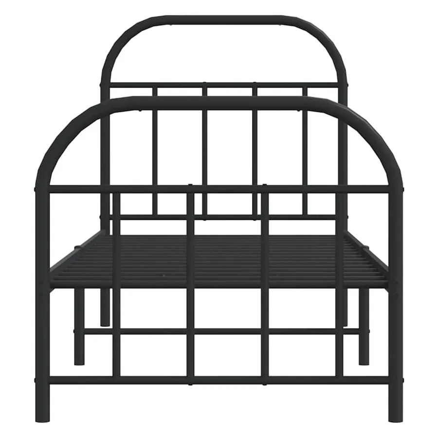 Cadre de lit métal sans matelas avec pied de lit noir 75x190 cm - 6