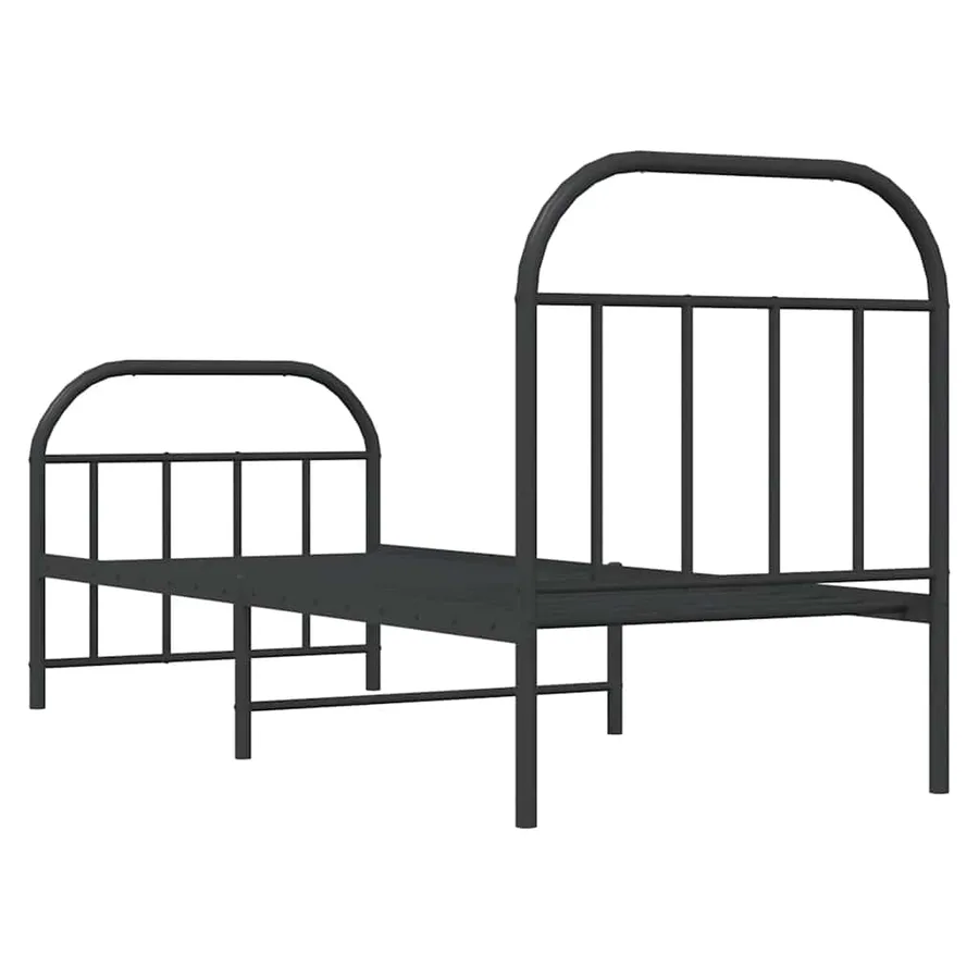 Cadre de lit métal sans matelas avec pied de lit noir 75x190 cm - 8