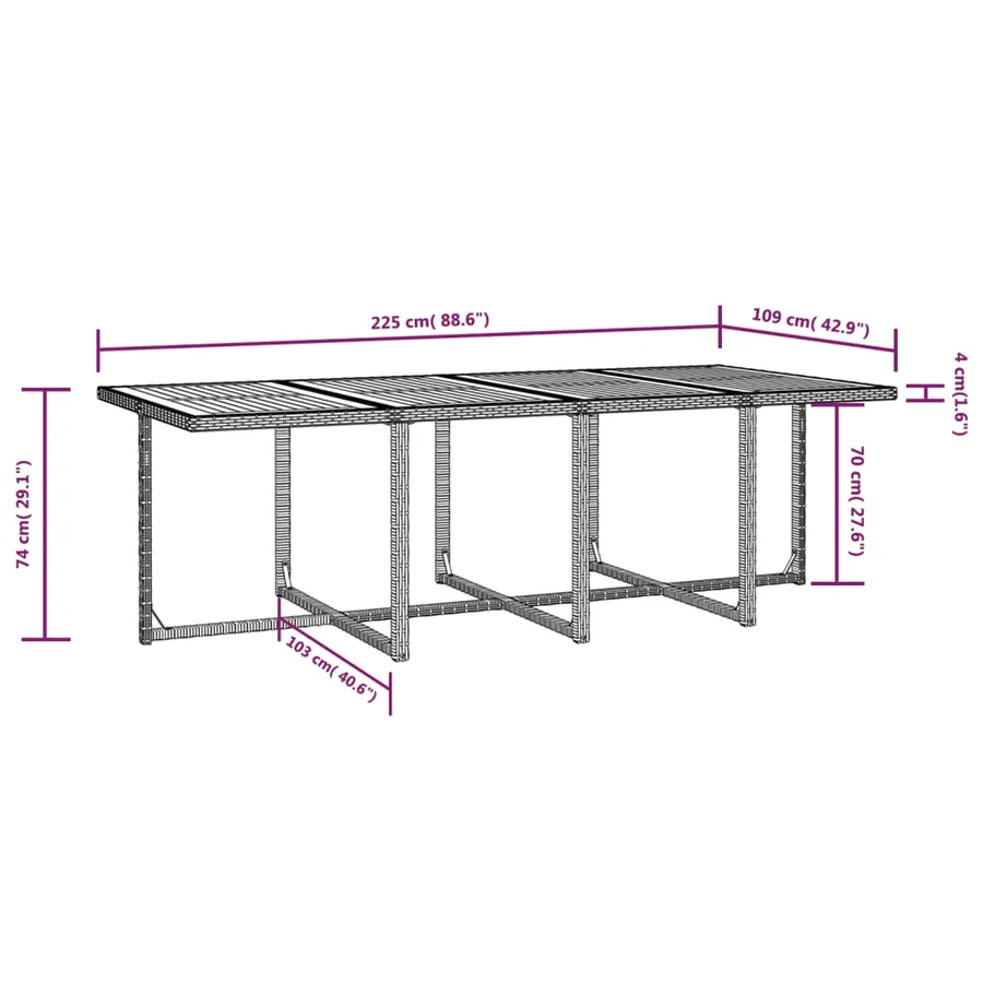 Ensemble à manger d'extérieur 13pcs Rotin et bois d'acacia Noir - 11