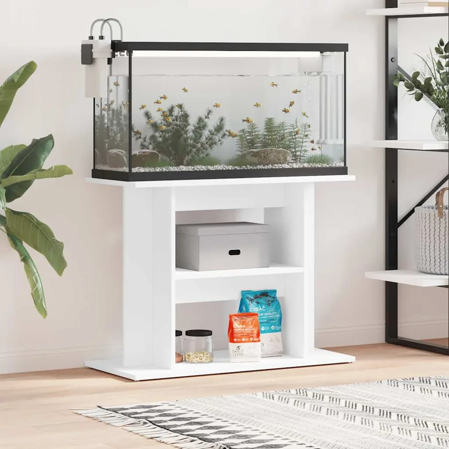 Support pour aquarium blanc 80x35x60 cm bois d'ingénierie