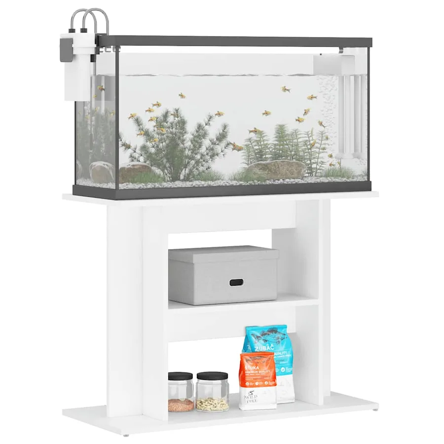 Support pour aquarium blanc 80x35x60 cm bois d'ingénierie - 3