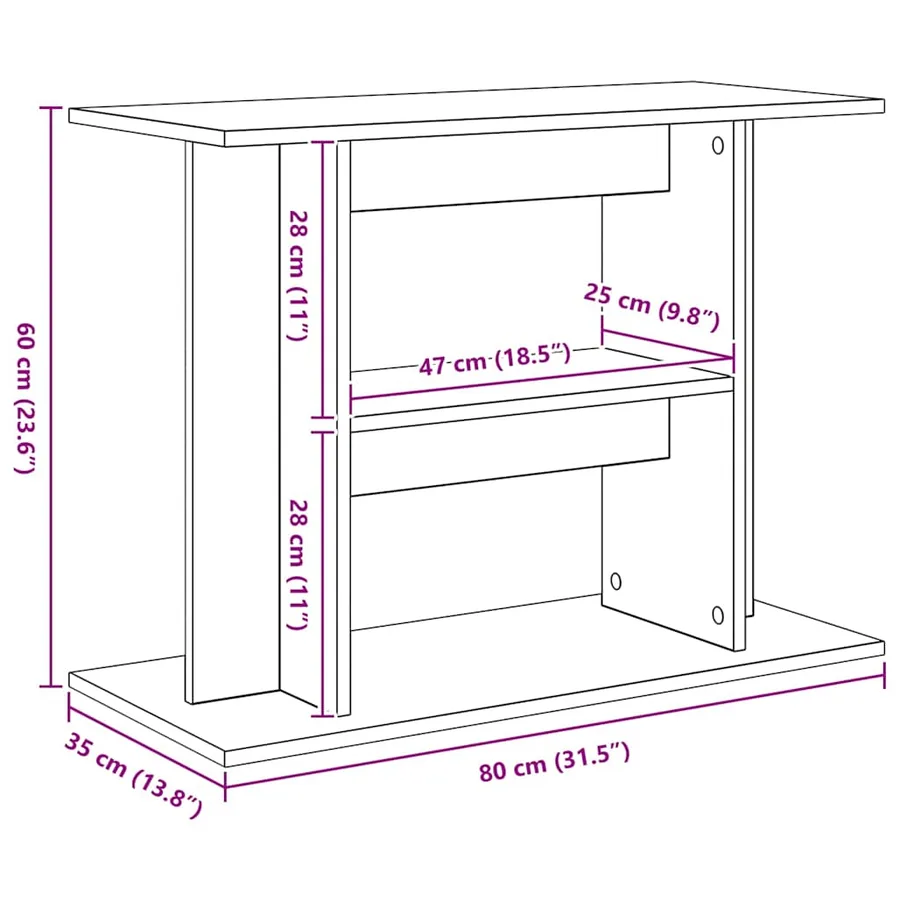 Support pour aquarium blanc 80x35x60 cm bois d'ingénierie - 8
