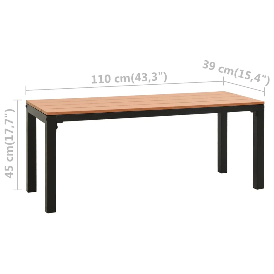 Ensemble à manger de jardin 3 pcs acier et WPC marron et noir - 12