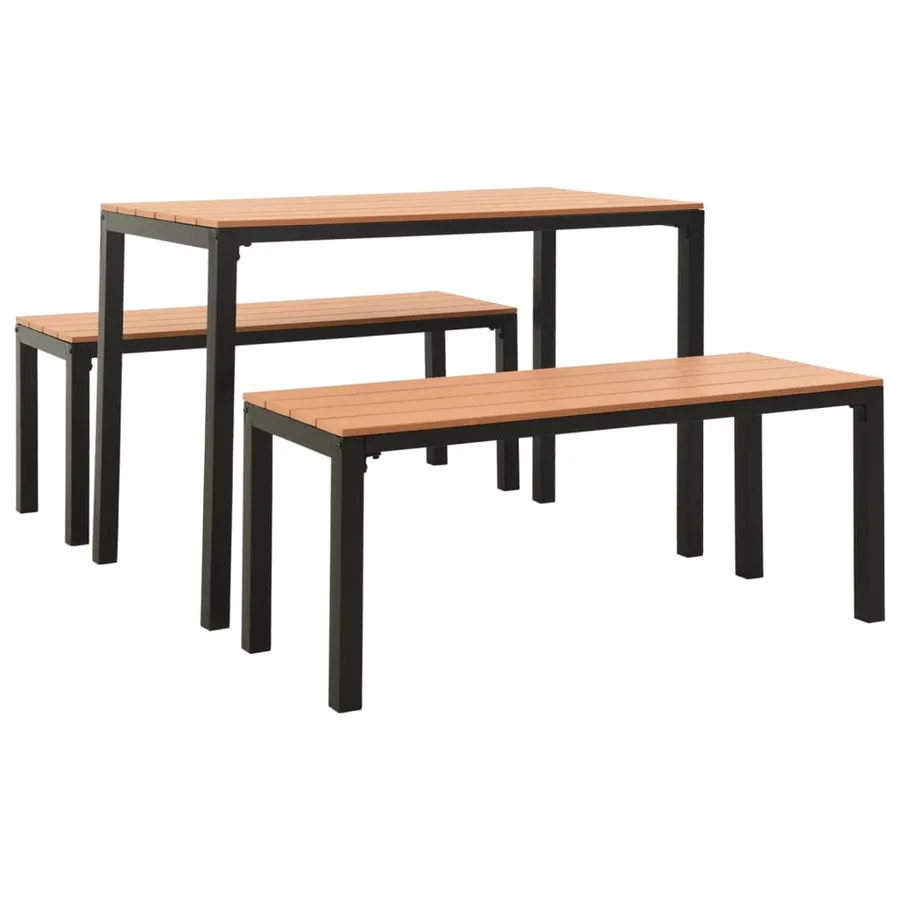 Ensemble à manger de jardin 3 pcs acier et WPC marron et noir - 2