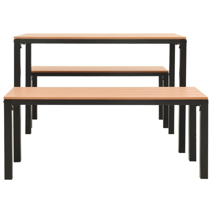 Ensemble à manger de jardin 3 pcs acier et WPC marron et noir - 4