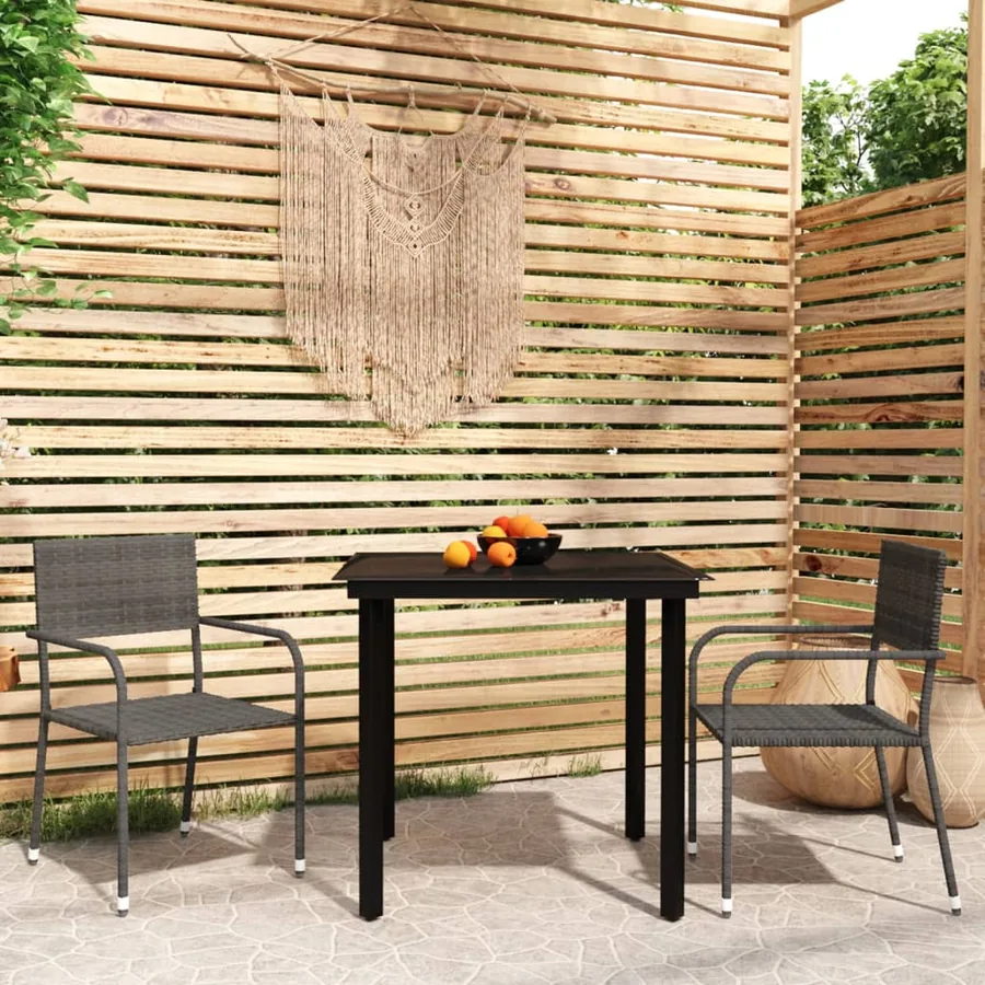 Ensemble à manger de jardin 3 pcs Gris