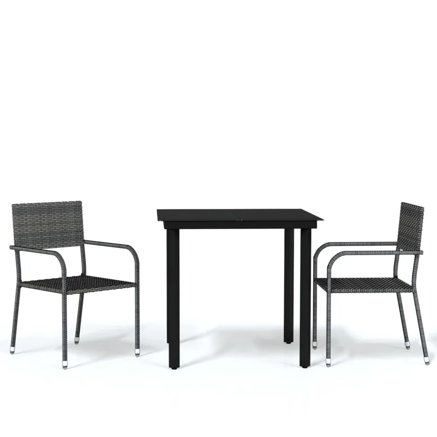 Ensemble à manger de jardin 3 pcs Gris - 2