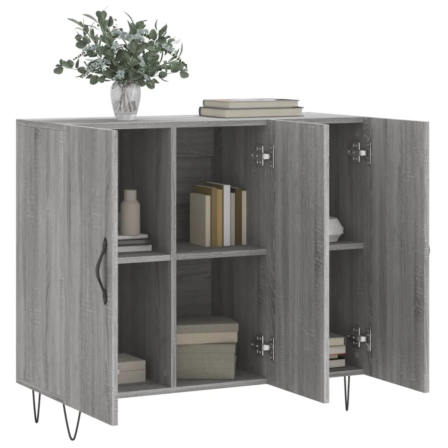 Buffet sonoma gris 90x34x80 cm bois d'ingénierie - 4