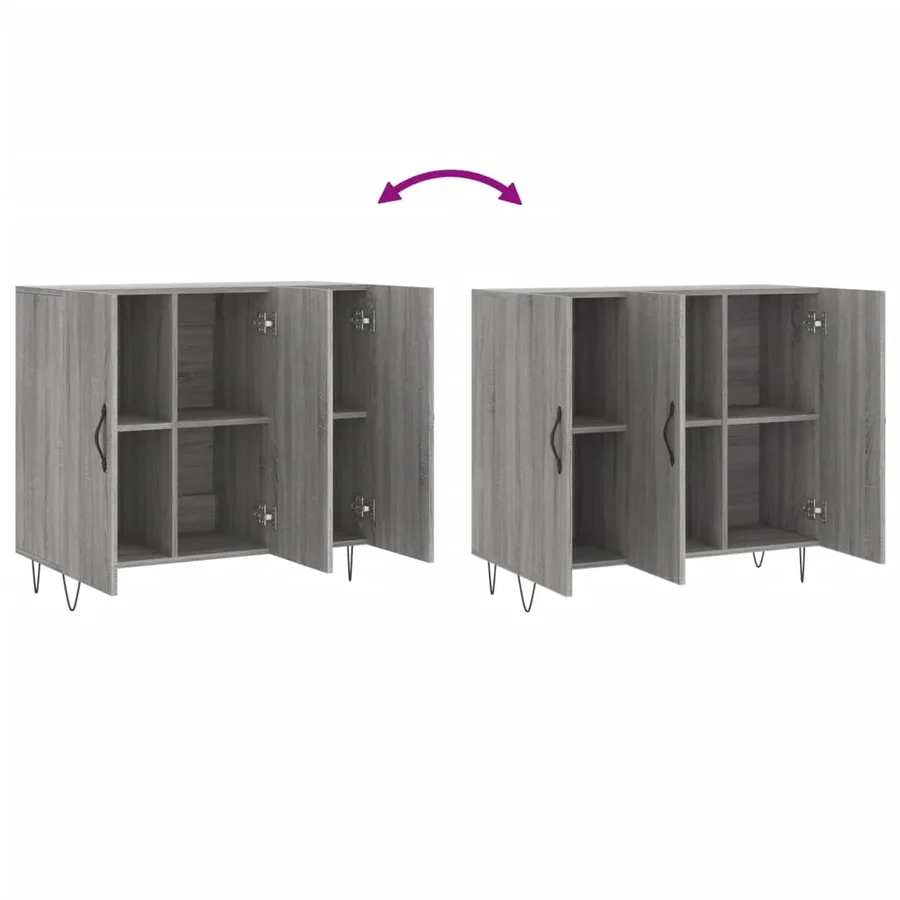 Buffet sonoma gris 90x34x80 cm bois d'ingénierie - 9
