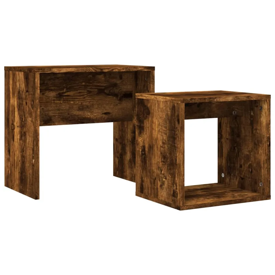 Tables basses gigognes 2 pcs chêne fumé bois d'ingénierie - 2