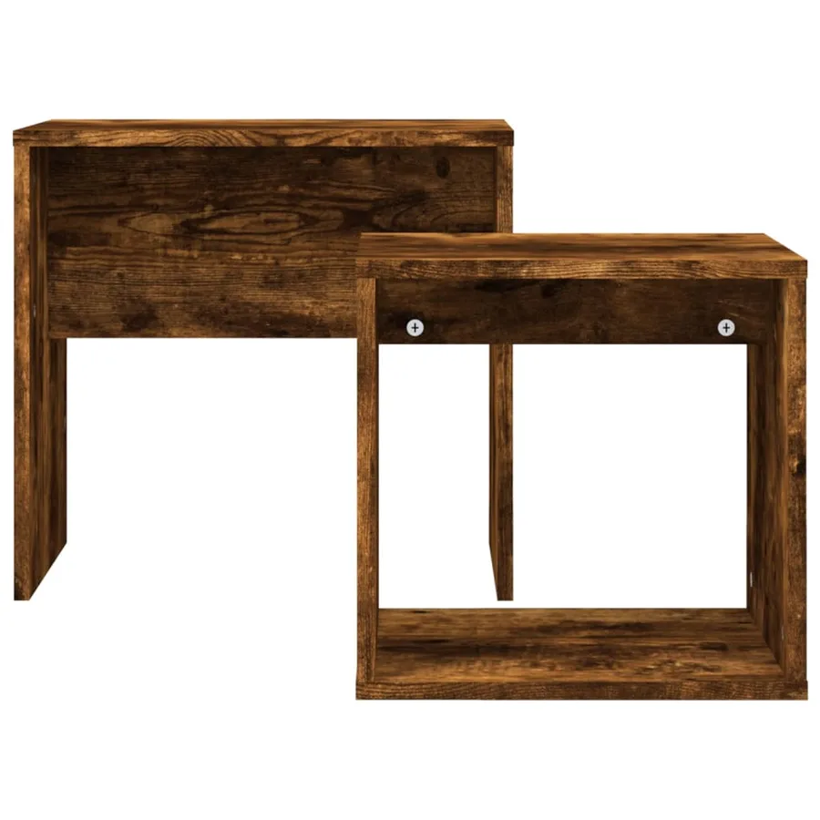 Tables basses gigognes 2 pcs chêne fumé bois d'ingénierie - 4