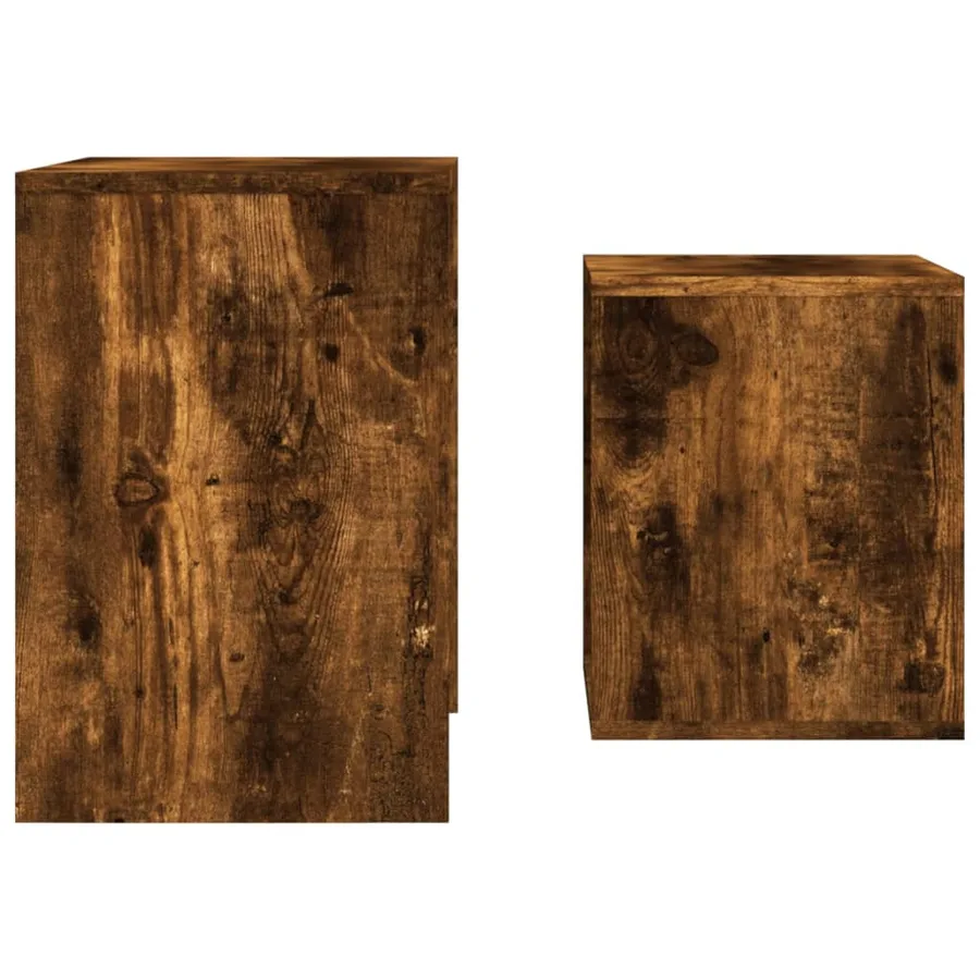 Tables basses gigognes 2 pcs chêne fumé bois d'ingénierie - 5