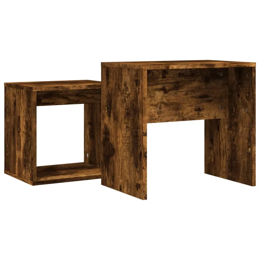 Tables basses gigognes 2 pcs chêne fumé bois d'ingénierie - 6