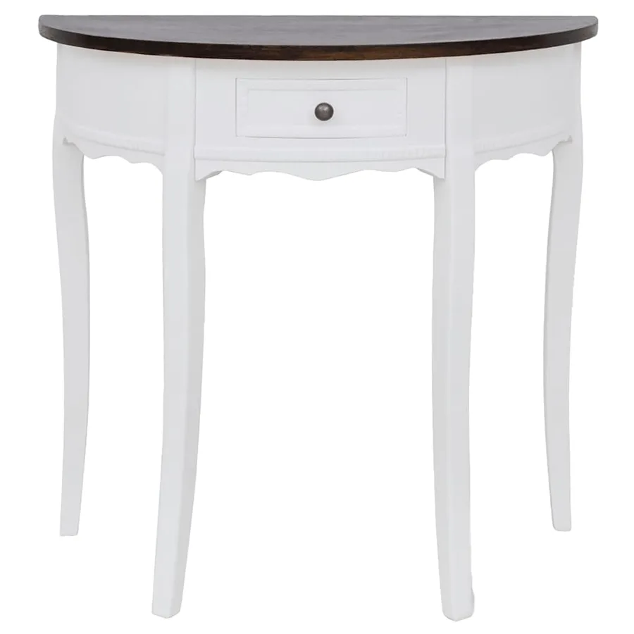 Table console avec tiroir et dessus de table marron Demi-ronde - 2