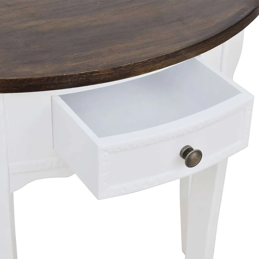 Table console avec tiroir et dessus de table marron Demi-ronde - 3