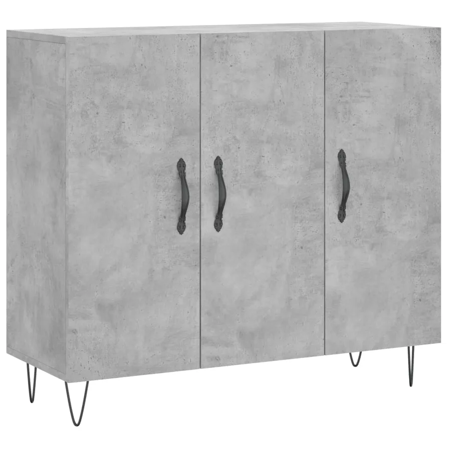 Buffet gris béton 90x34x80 cm bois d'ingénierie - 2