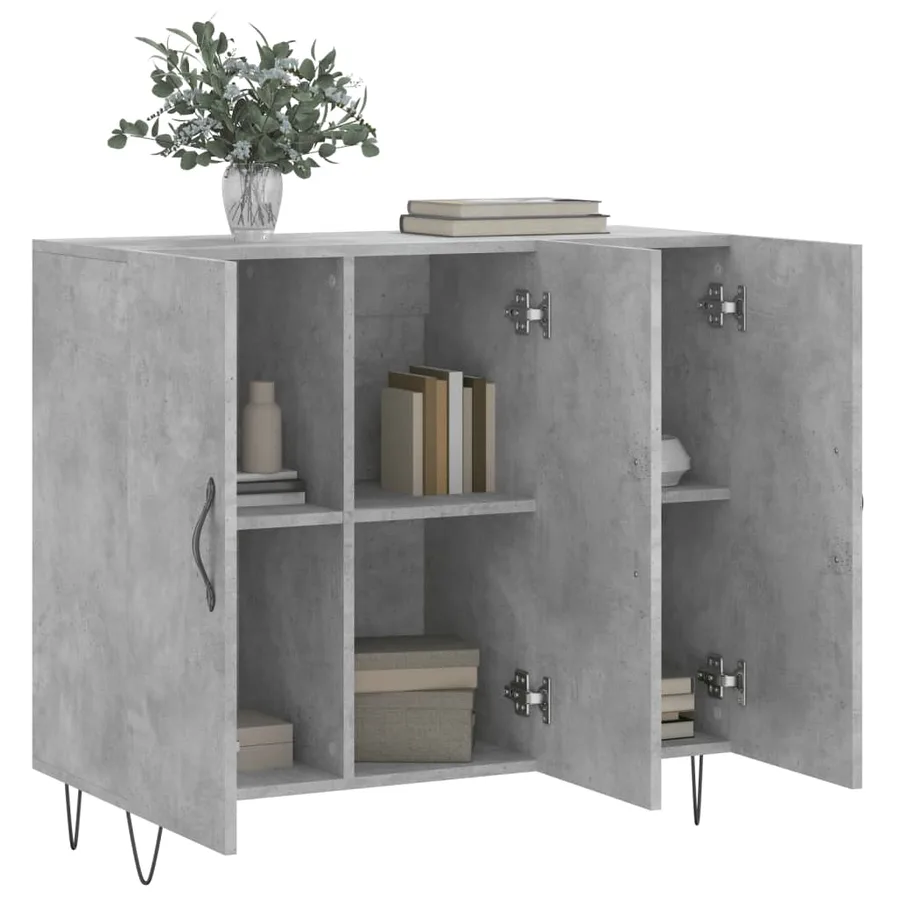 Buffet gris béton 90x34x80 cm bois d'ingénierie - 4