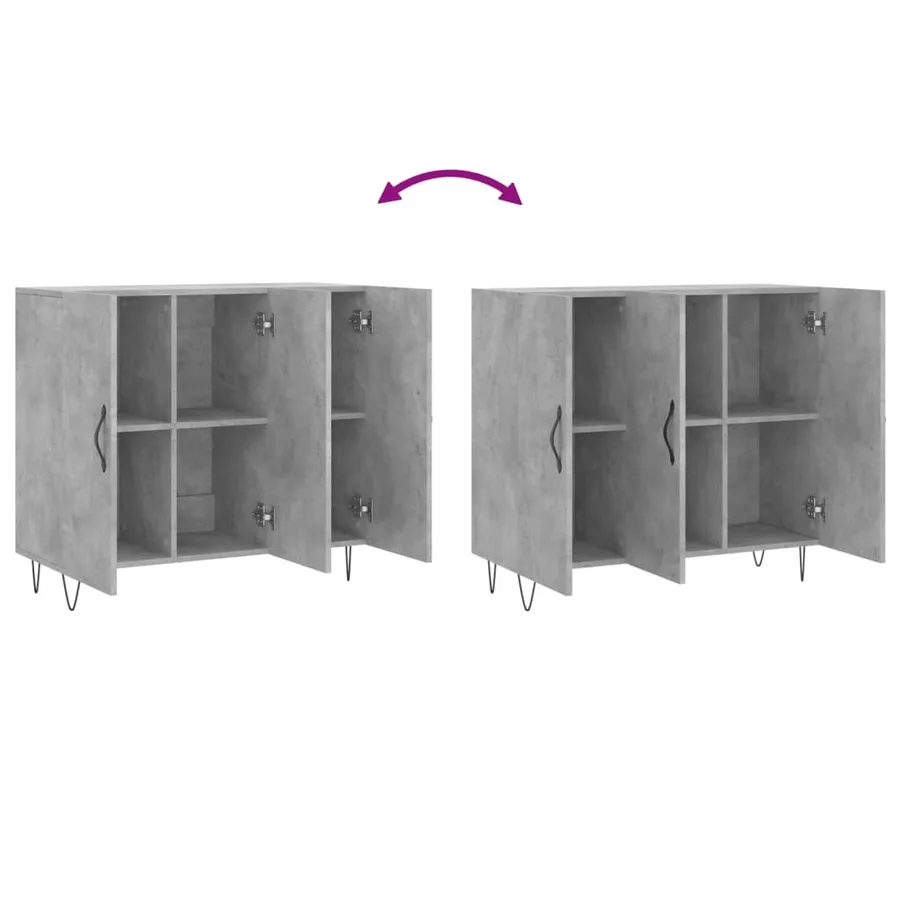Buffet gris béton 90x34x80 cm bois d'ingénierie - 9