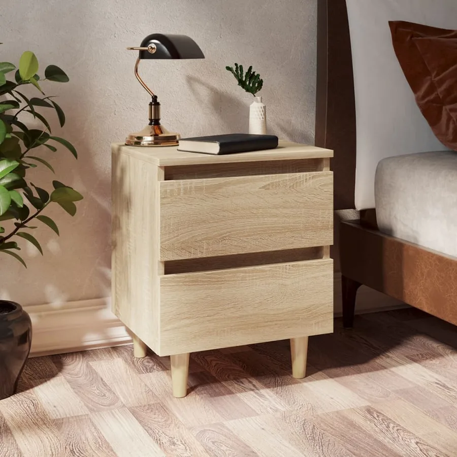 Tables de chevet pieds en pin 2 pcs chêne sonoma 40x35x50 cm - 2