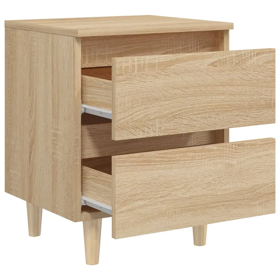 Tables de chevet pieds en pin 2 pcs chêne sonoma 40x35x50 cm - 6