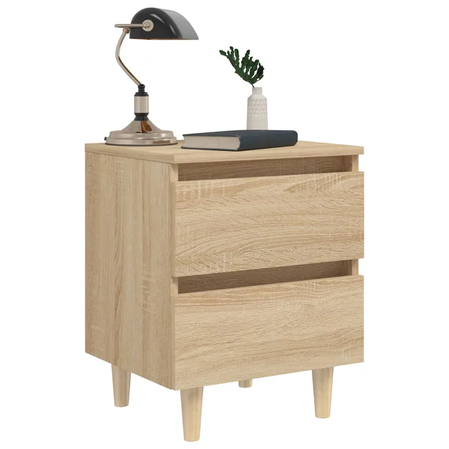 Tables de chevet pieds en pin 2 pcs chêne sonoma 40x35x50 cm - 8