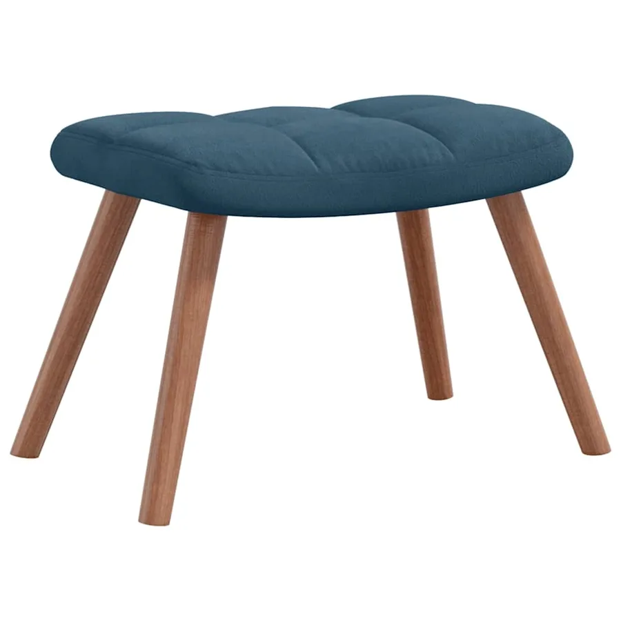 Chaise à bascule avec tabouret en velours bleu - 7