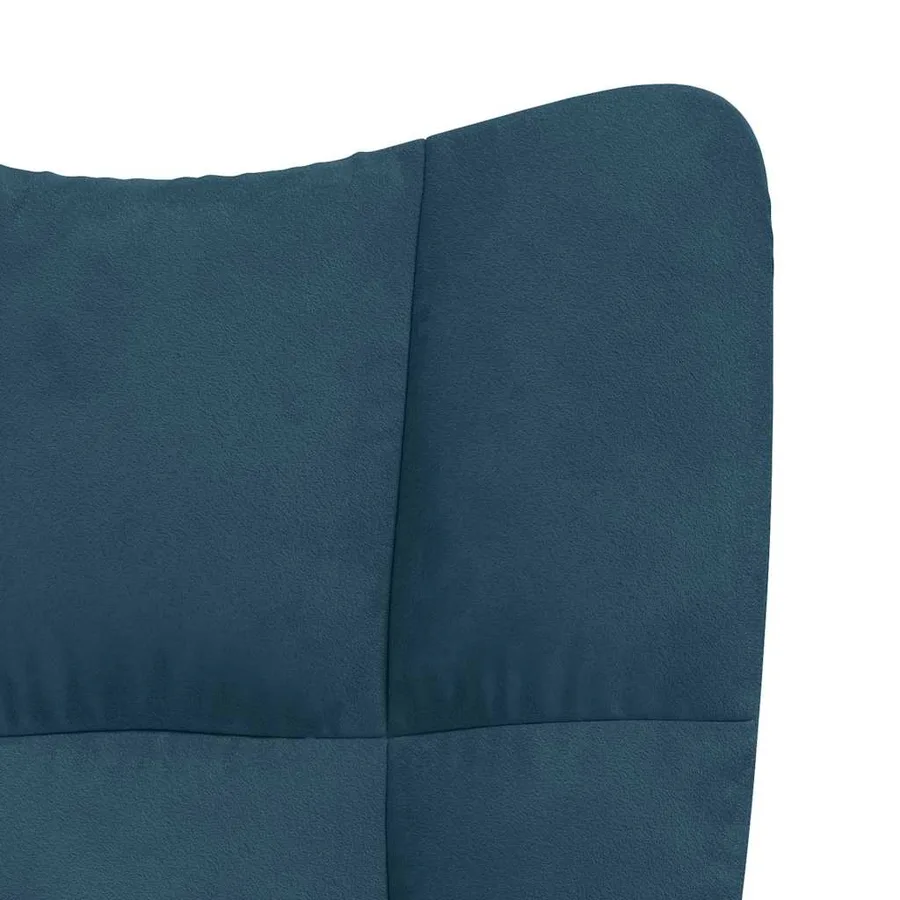Chaise à bascule avec tabouret en velours bleu - 9