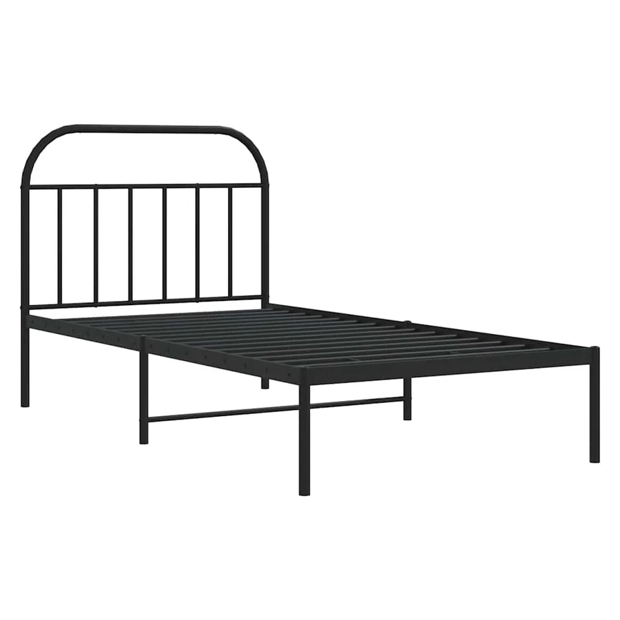 Cadre de lit métal sans matelas avec tête de lit noir 100x190cm - 3