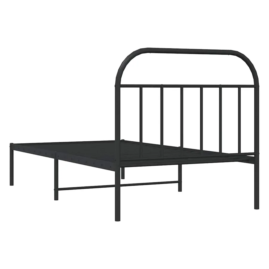 Cadre de lit métal sans matelas avec tête de lit noir 100x190cm - 8