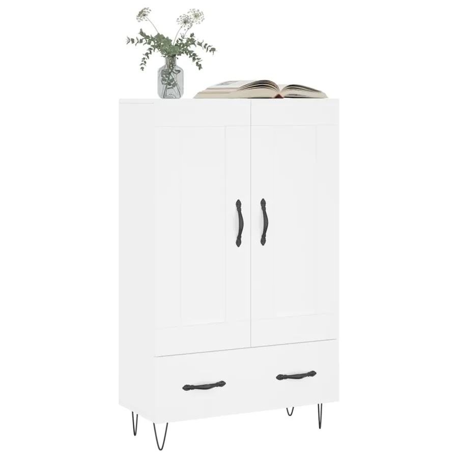 Buffet haut blanc 69,5x31x115 cm bois d'ingénierie - 3