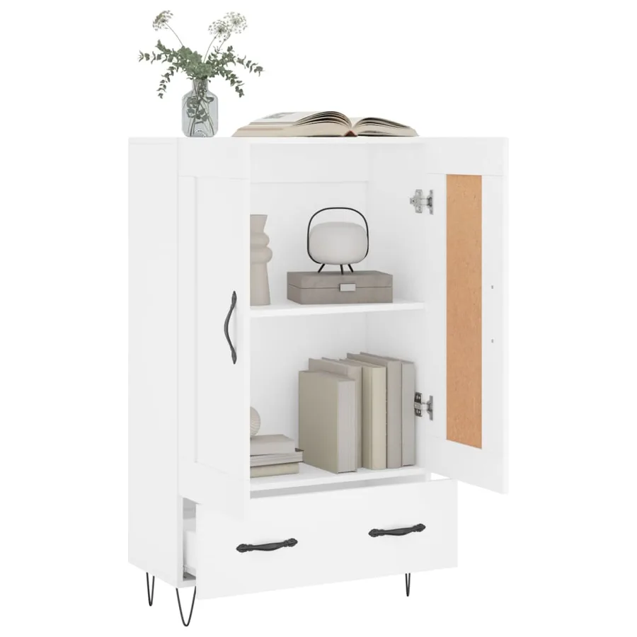 Buffet haut blanc 69,5x31x115 cm bois d'ingénierie - 4