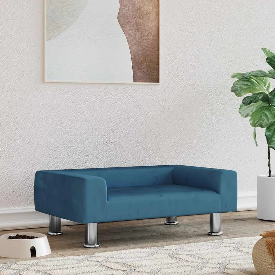 Lit pour chien bleu 70x45x26,5 cm velours