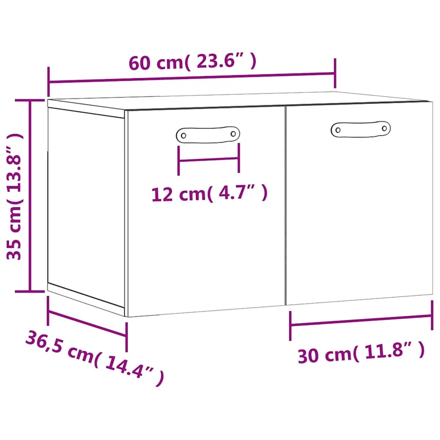 Armoire murale Blanc 60x36,5x35 cm Bois d'ingénierie - 12