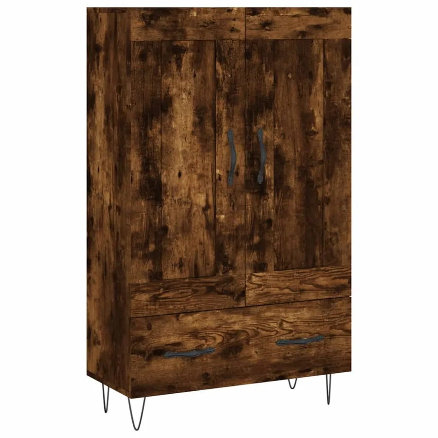 Buffet haut chêne fumé 69,5x31x115 cm bois d'ingénierie - 2