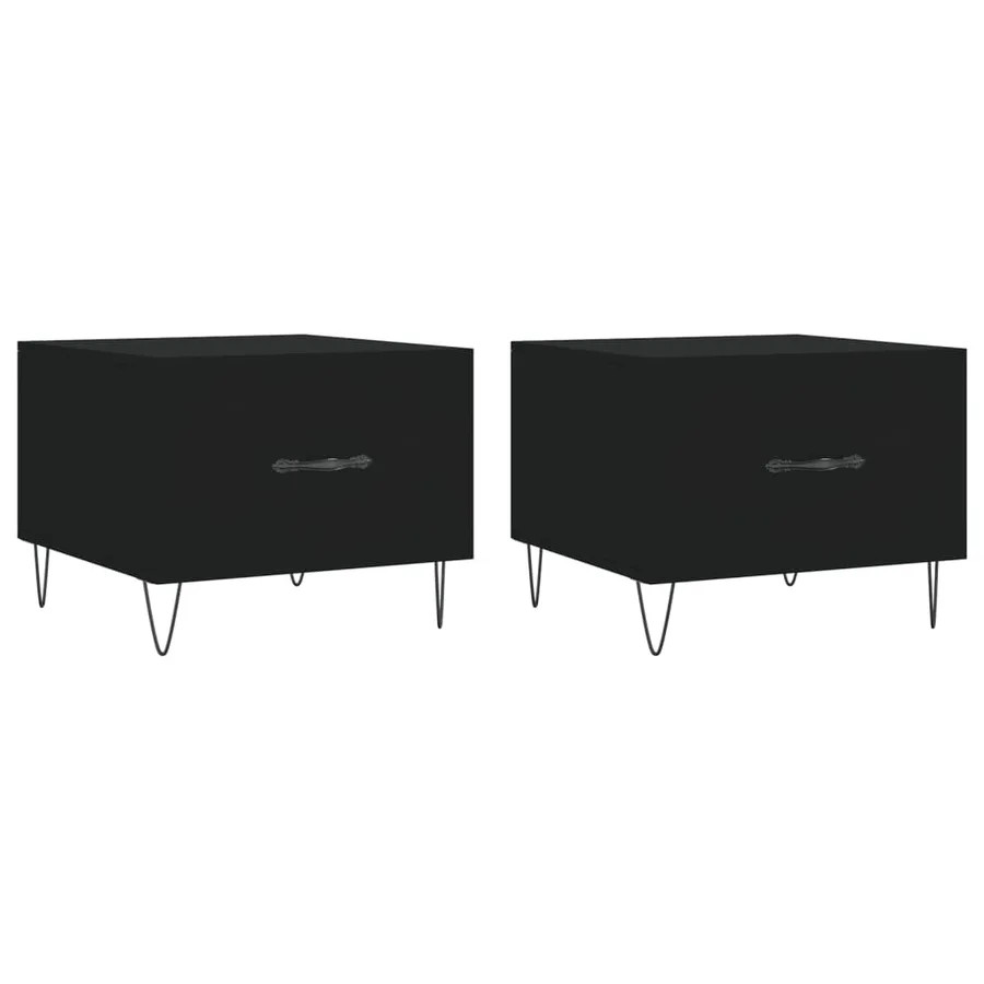 Tables basses 2 pcs noir 50x50x40 cm bois d'ingénierie - 2
