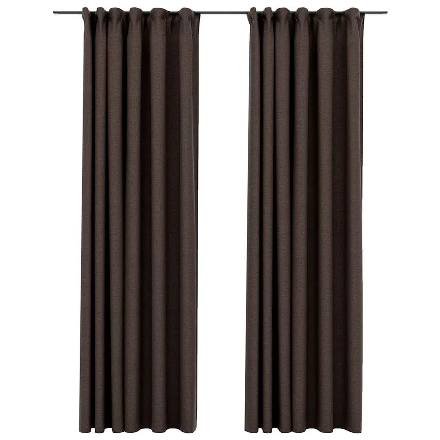 Rideaux occultants aspect lin et crochets 2 pcs Taupe 140x245cm - 2