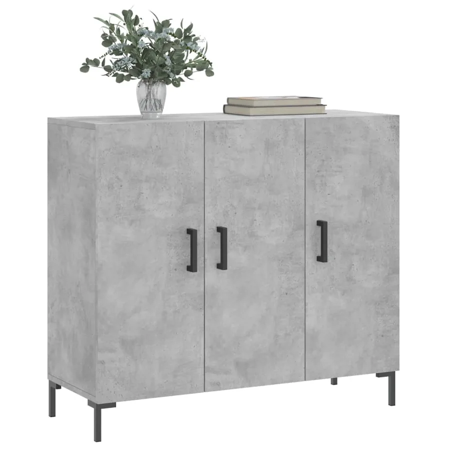 Buffet gris béton 90x34x80 cm bois d'ingénierie - 3