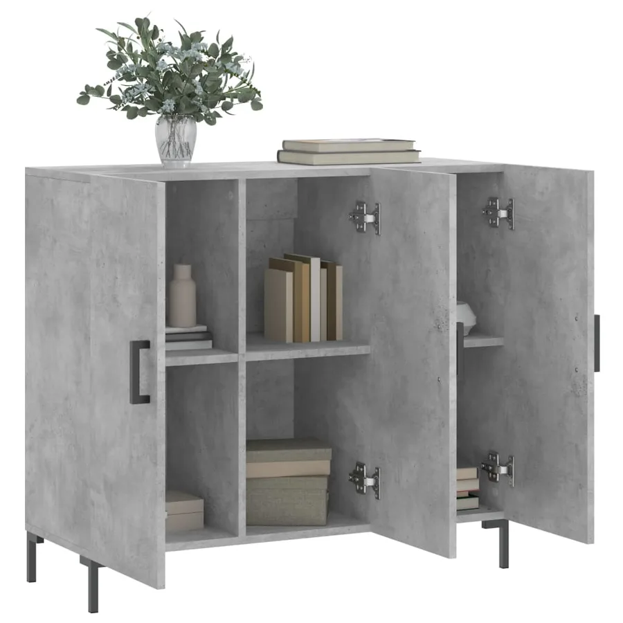 Buffet gris béton 90x34x80 cm bois d'ingénierie - 4