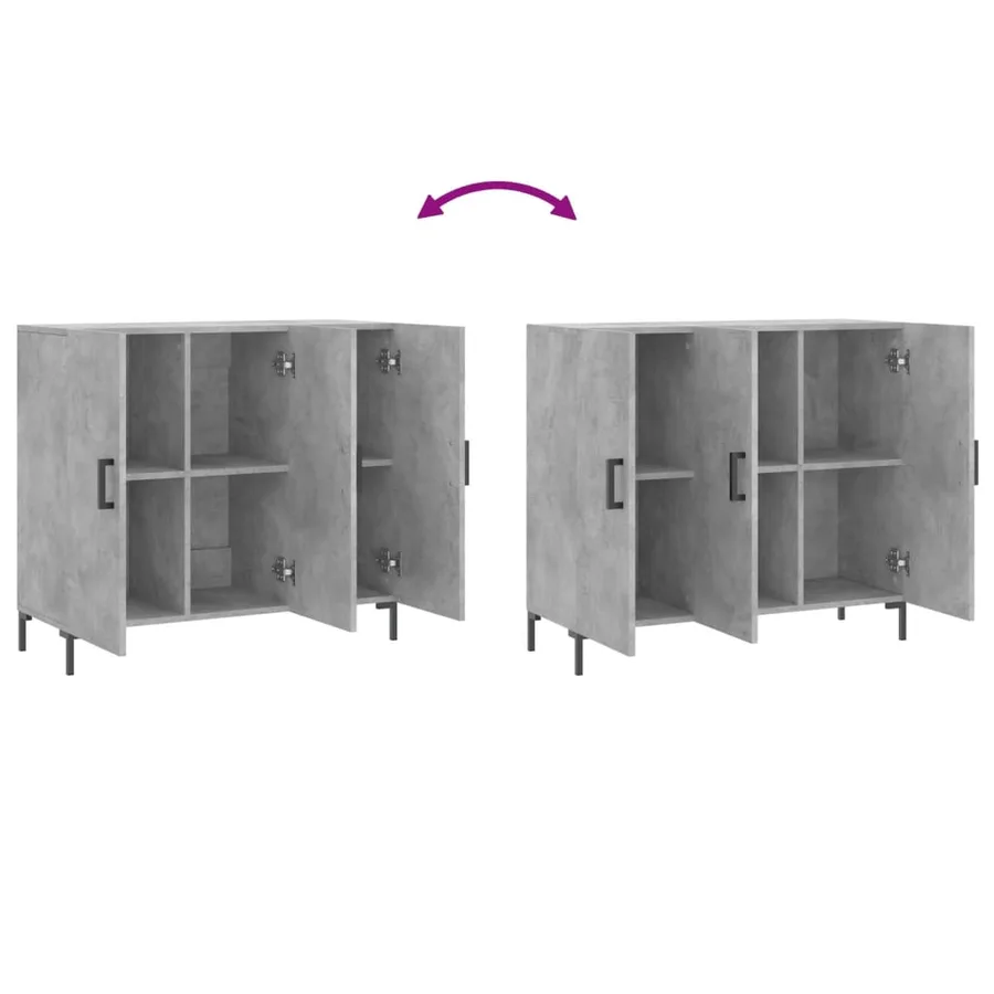 Buffet gris béton 90x34x80 cm bois d'ingénierie - 9