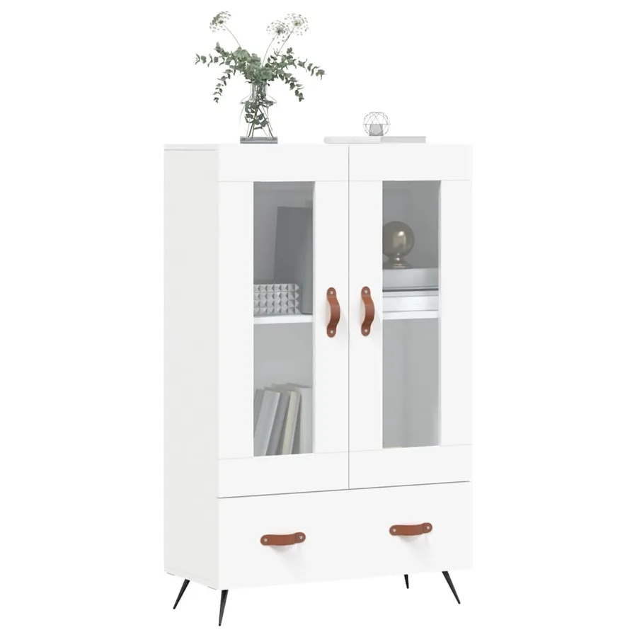 Buffet haut blanc 69,5x31x115 cm bois d'ingénierie - 3
