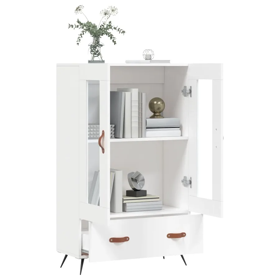Buffet haut blanc 69,5x31x115 cm bois d'ingénierie - 4