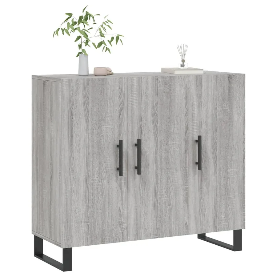 Buffet sonoma gris 90x34x80 cm bois d'ingénierie - 3